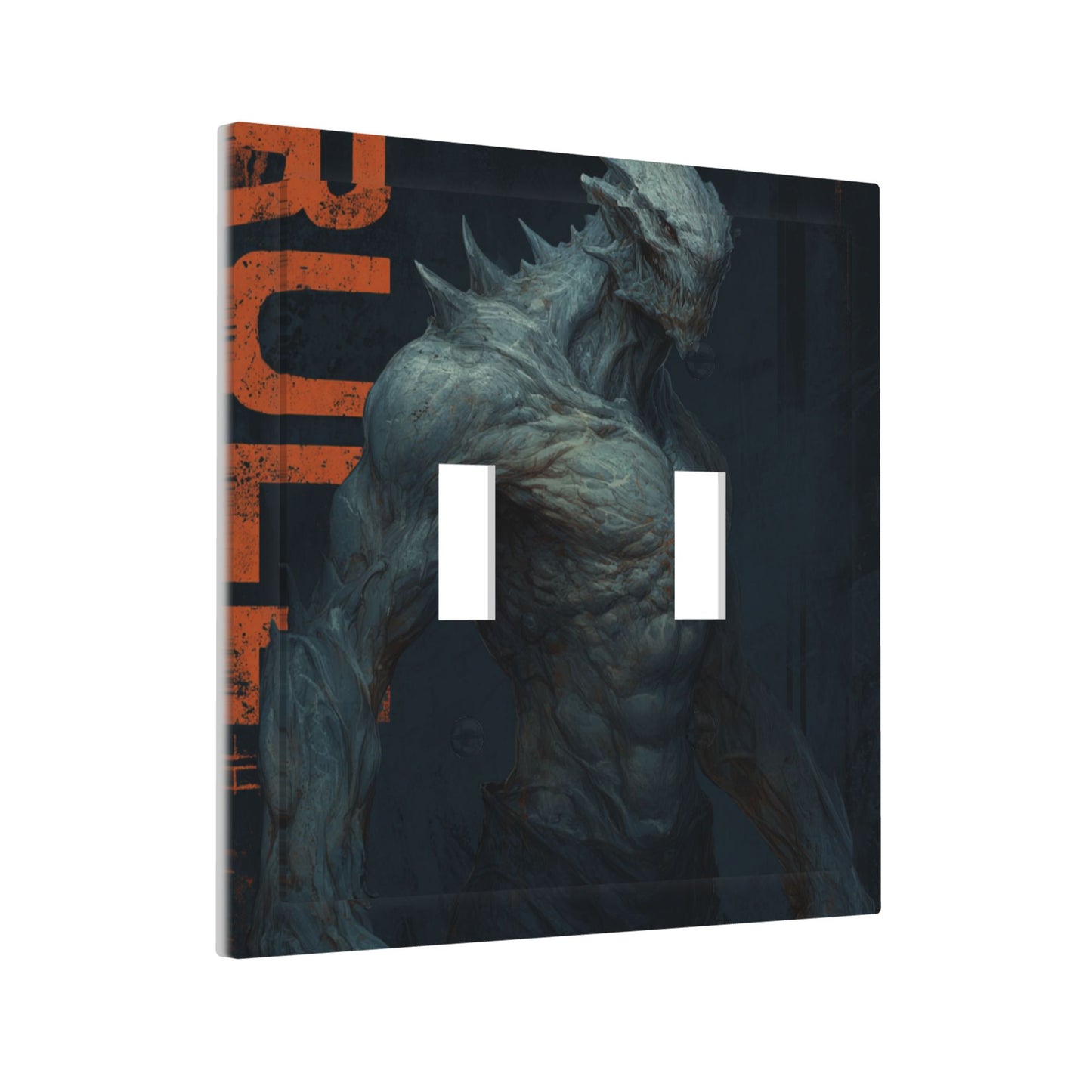 Dark Fantasy Monster-Inspired Double Light Switch Cover – Gothic Sci-Fi Wall Plate with Screws