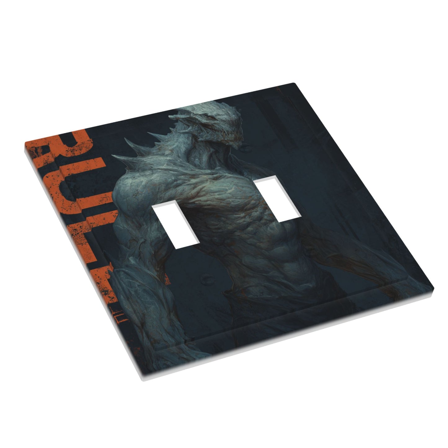 Dark Fantasy Monster-Inspired Double Light Switch Cover – Gothic Sci-Fi Wall Plate with Screws