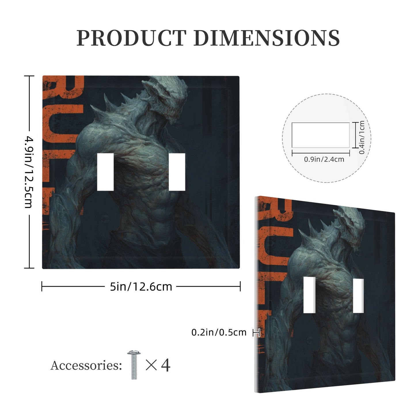 Dark Fantasy Monster-Inspired Double Light Switch Cover – Gothic Sci-Fi Wall Plate with Screws